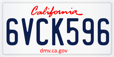 CA license plate 6VCK596