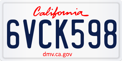CA license plate 6VCK598