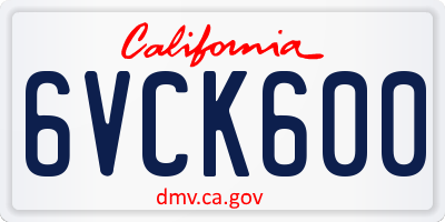 CA license plate 6VCK600