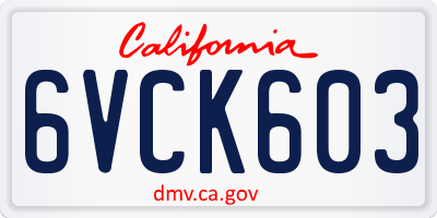 CA license plate 6VCK603