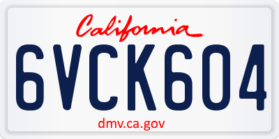 CA license plate 6VCK604