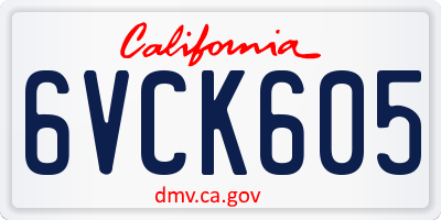 CA license plate 6VCK605