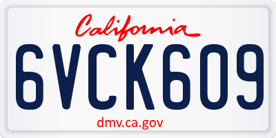 CA license plate 6VCK609