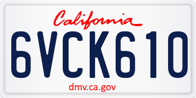 CA license plate 6VCK610