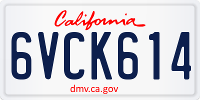 CA license plate 6VCK614