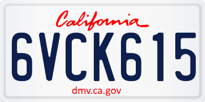 CA license plate 6VCK615