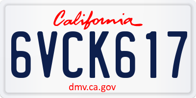 CA license plate 6VCK617