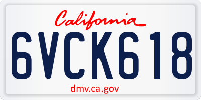 CA license plate 6VCK618