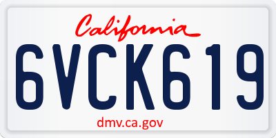 CA license plate 6VCK619