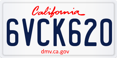 CA license plate 6VCK620