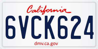 CA license plate 6VCK624