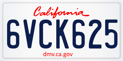 CA license plate 6VCK625
