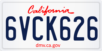 CA license plate 6VCK626