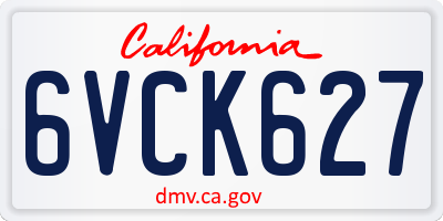 CA license plate 6VCK627