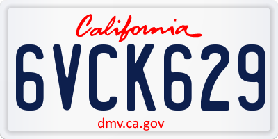 CA license plate 6VCK629