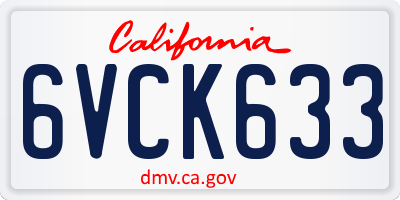 CA license plate 6VCK633