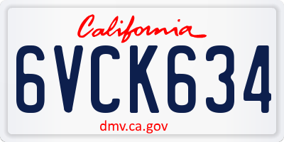 CA license plate 6VCK634