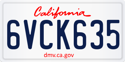 CA license plate 6VCK635