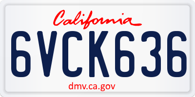 CA license plate 6VCK636