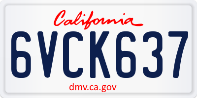 CA license plate 6VCK637