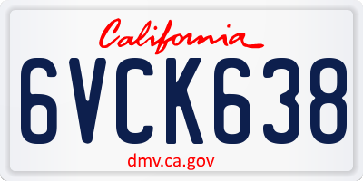 CA license plate 6VCK638