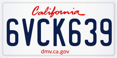 CA license plate 6VCK639