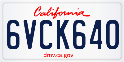CA license plate 6VCK640