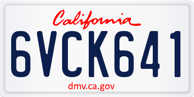 CA license plate 6VCK641
