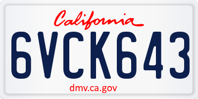CA license plate 6VCK643