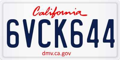 CA license plate 6VCK644