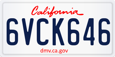 CA license plate 6VCK646