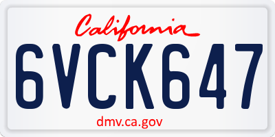 CA license plate 6VCK647