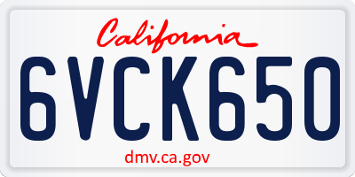 CA license plate 6VCK650