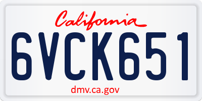CA license plate 6VCK651