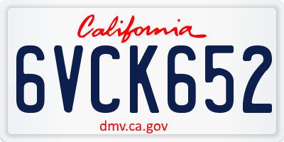 CA license plate 6VCK652