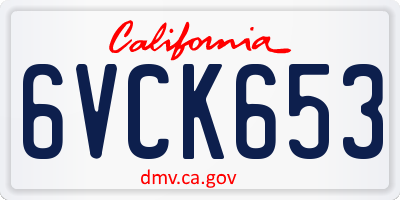 CA license plate 6VCK653