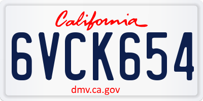 CA license plate 6VCK654