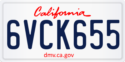 CA license plate 6VCK655