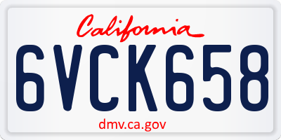 CA license plate 6VCK658