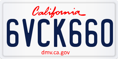 CA license plate 6VCK660