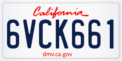 CA license plate 6VCK661