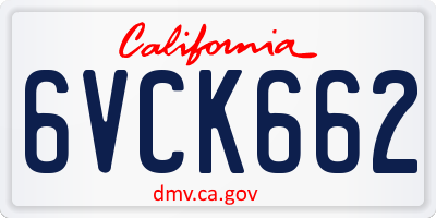 CA license plate 6VCK662