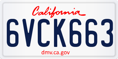 CA license plate 6VCK663