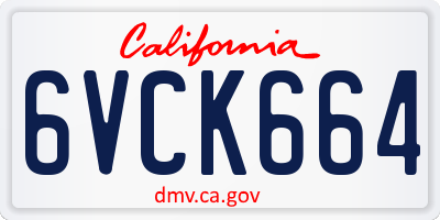 CA license plate 6VCK664