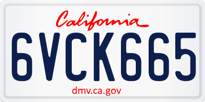 CA license plate 6VCK665