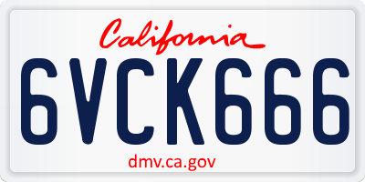 CA license plate 6VCK666
