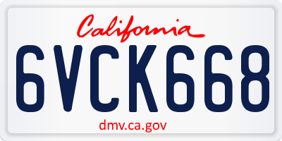 CA license plate 6VCK668