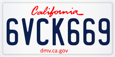CA license plate 6VCK669