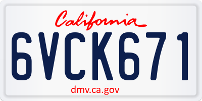 CA license plate 6VCK671