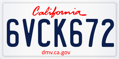 CA license plate 6VCK672